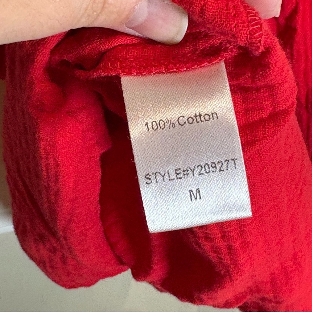 Tuckernuck Pomander Place Red Lightweight Cotton Gauze Morgan Dress Medium - Picture 8 of 8